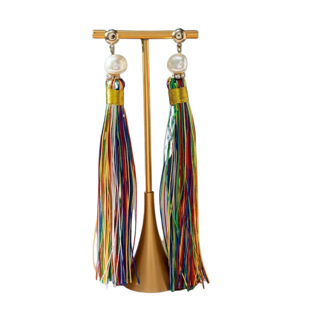 Multicolored tassel earrings